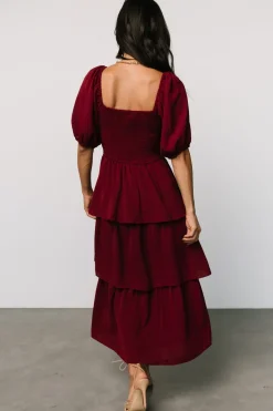 Clearance Baltic Born Ashbourne Tiered Dress | Burgundy