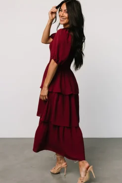 Clearance Baltic Born Ashbourne Tiered Dress | Burgundy