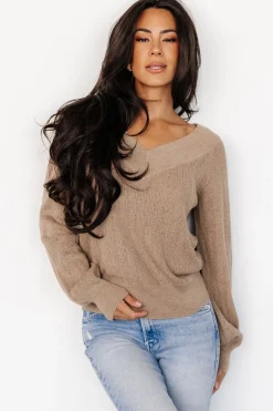 Clearance Baltic Born Ashby V Neck Sweater Top | Mocha
