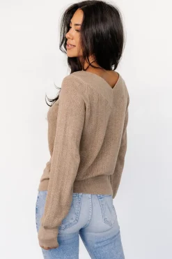 Clearance Baltic Born Ashby V Neck Sweater Top | Mocha