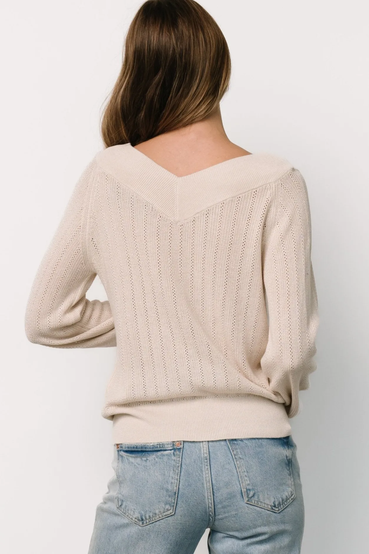 Outlet Baltic Born Ashby V Neck Sweater Top | Natural
