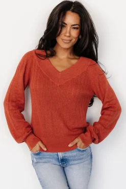 Outlet Baltic Born Ashby V Neck Sweater Top | Light Rust LightRust