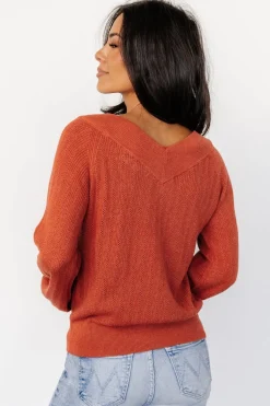 Outlet Baltic Born Ashby V Neck Sweater Top | Light Rust LightRust