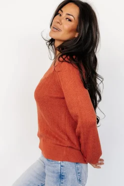 Outlet Baltic Born Ashby V Neck Sweater Top | Light Rust LightRust