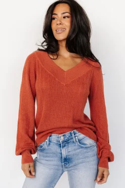 Outlet Baltic Born Ashby V Neck Sweater Top | Light Rust LightRust