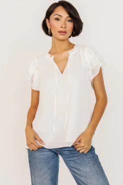 Best Baltic Born Asher Ruffle Sleeve Top | Off White OffWhite