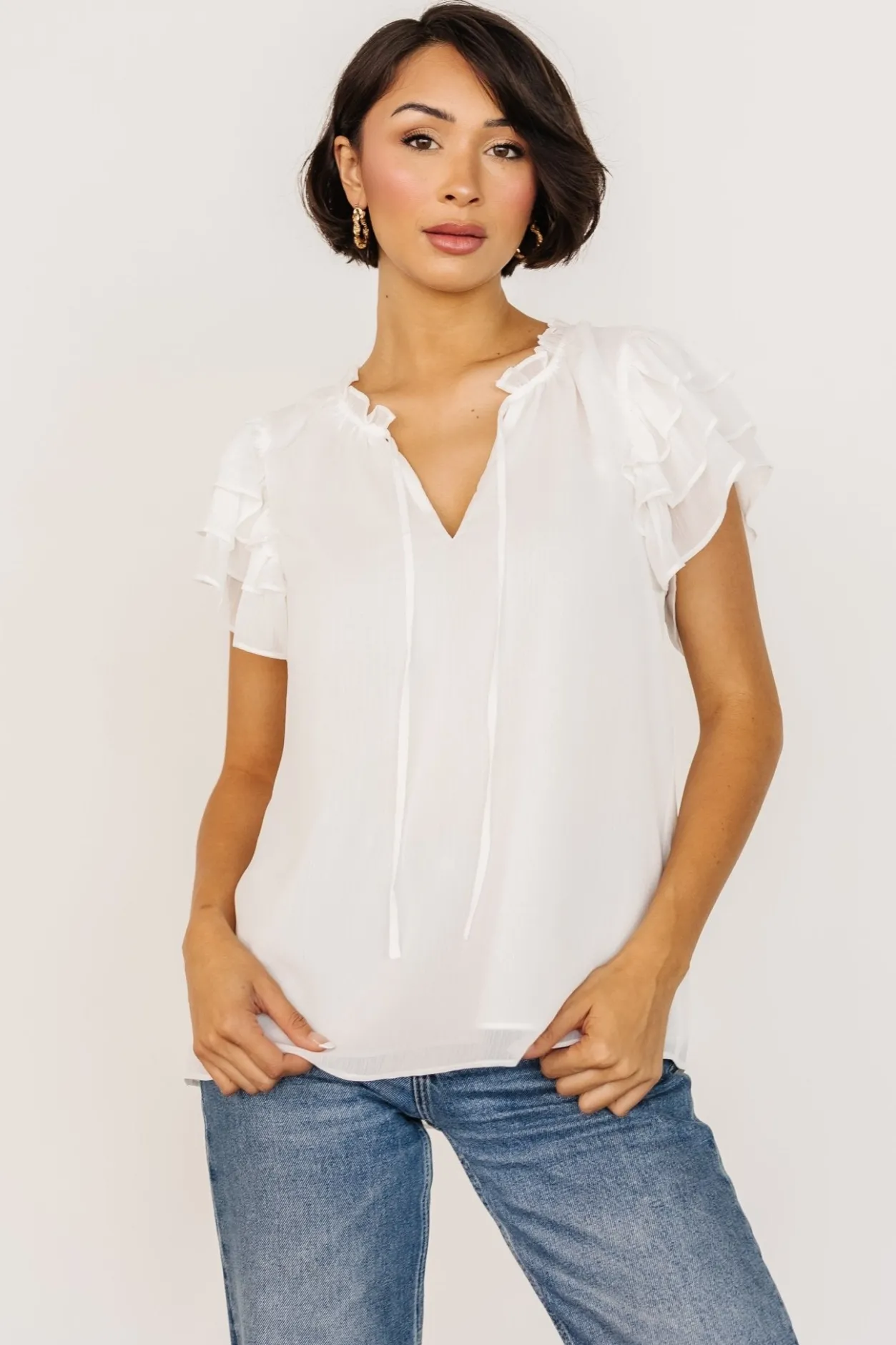 Best Baltic Born Asher Ruffle Sleeve Top | Off White OffWhite