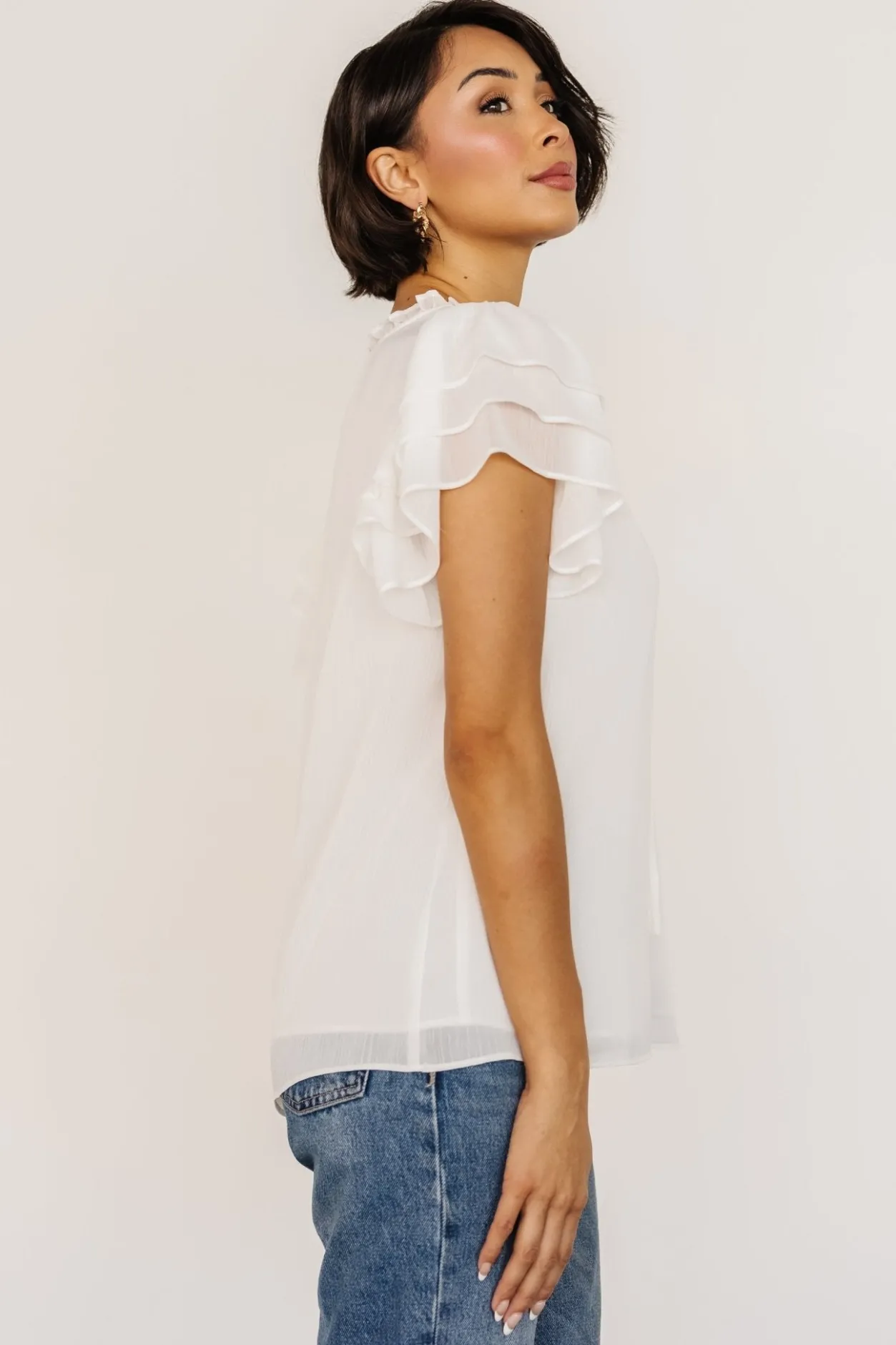 Best Baltic Born Asher Ruffle Sleeve Top | Off White OffWhite