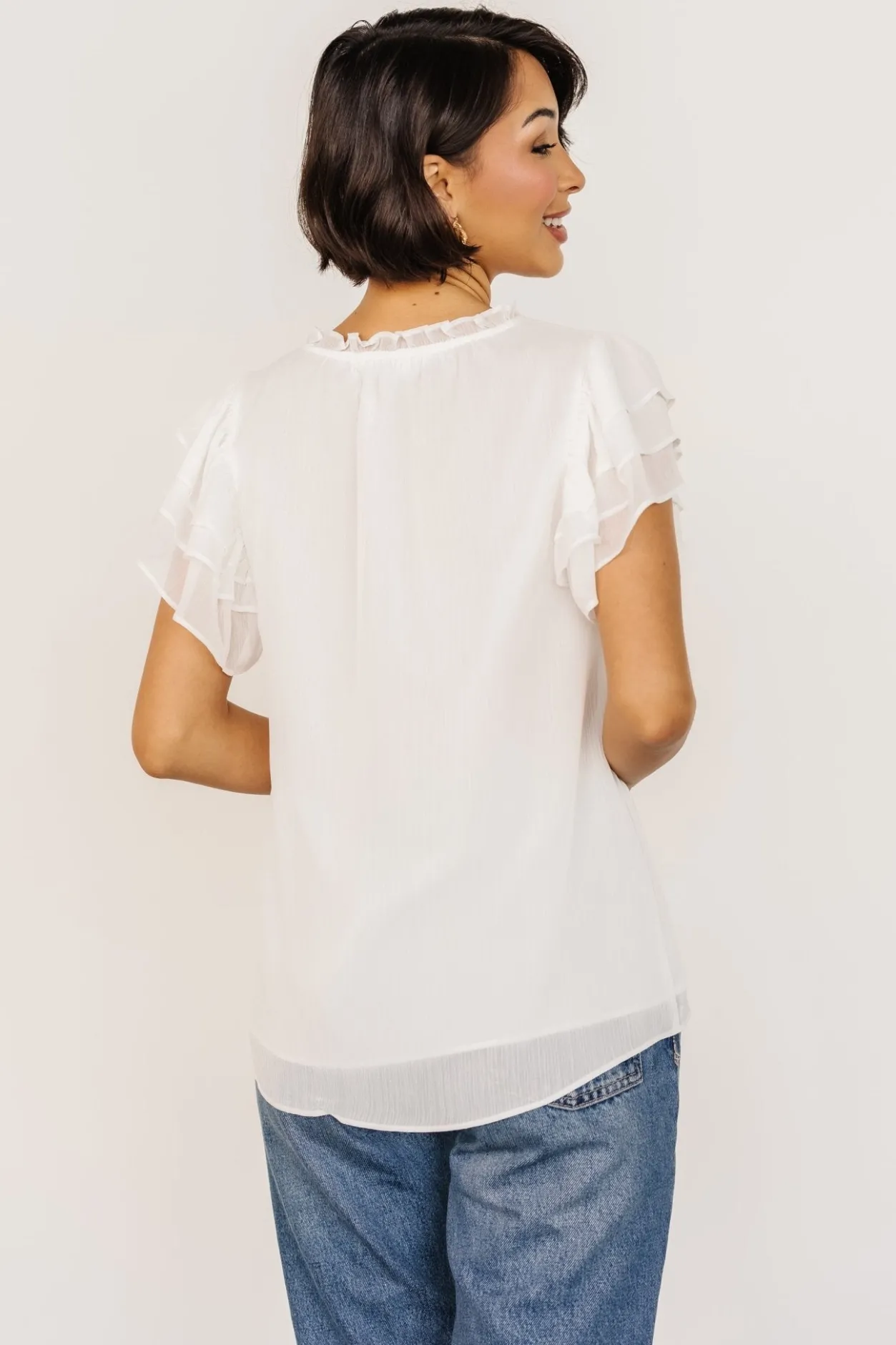 Best Baltic Born Asher Ruffle Sleeve Top | Off White OffWhite