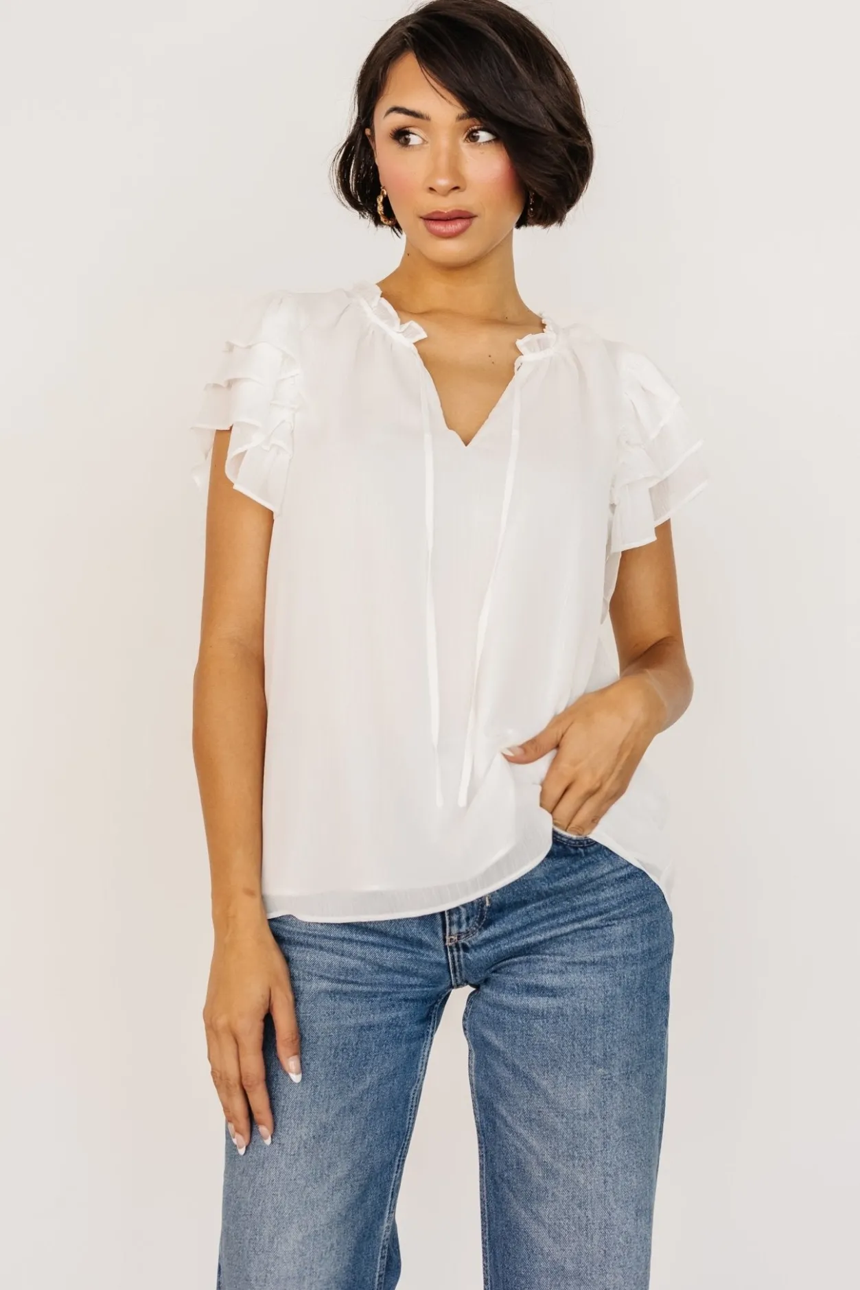 Best Baltic Born Asher Ruffle Sleeve Top | Off White OffWhite