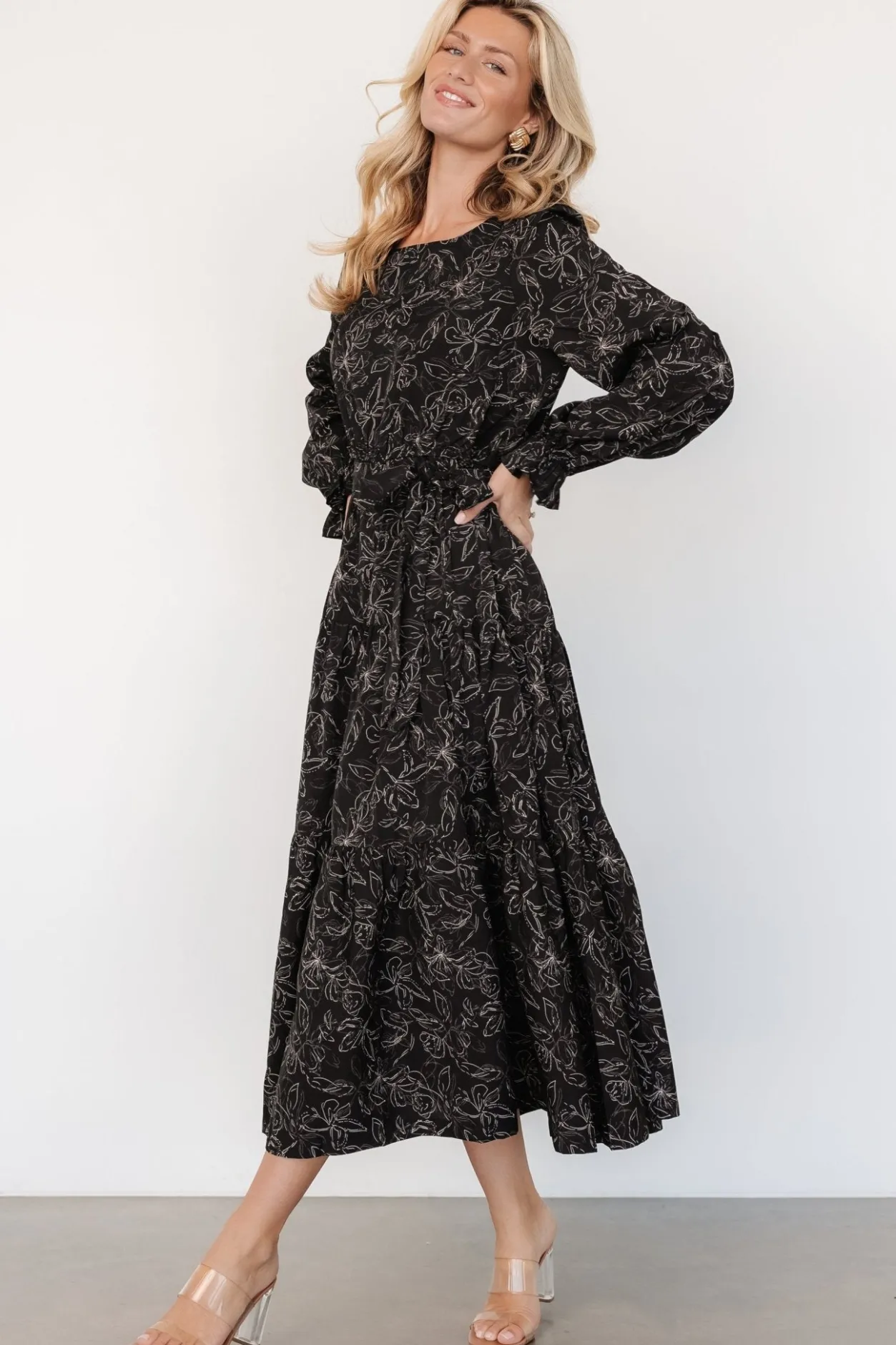 Fashion Baltic Born Ashlyn Long Sleeve Dress | Black Print BlackPrint