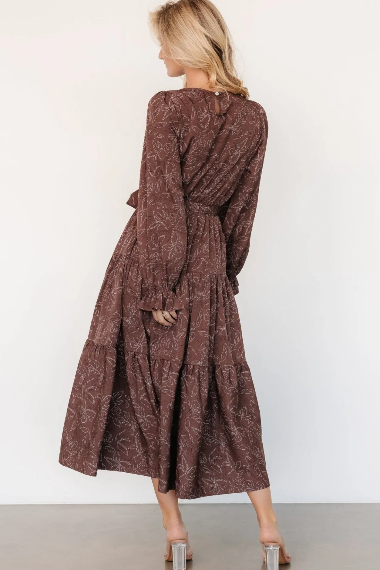 Outlet Baltic Born Ashlyn Long Sleeve Dress | Brown Print BrownPrint