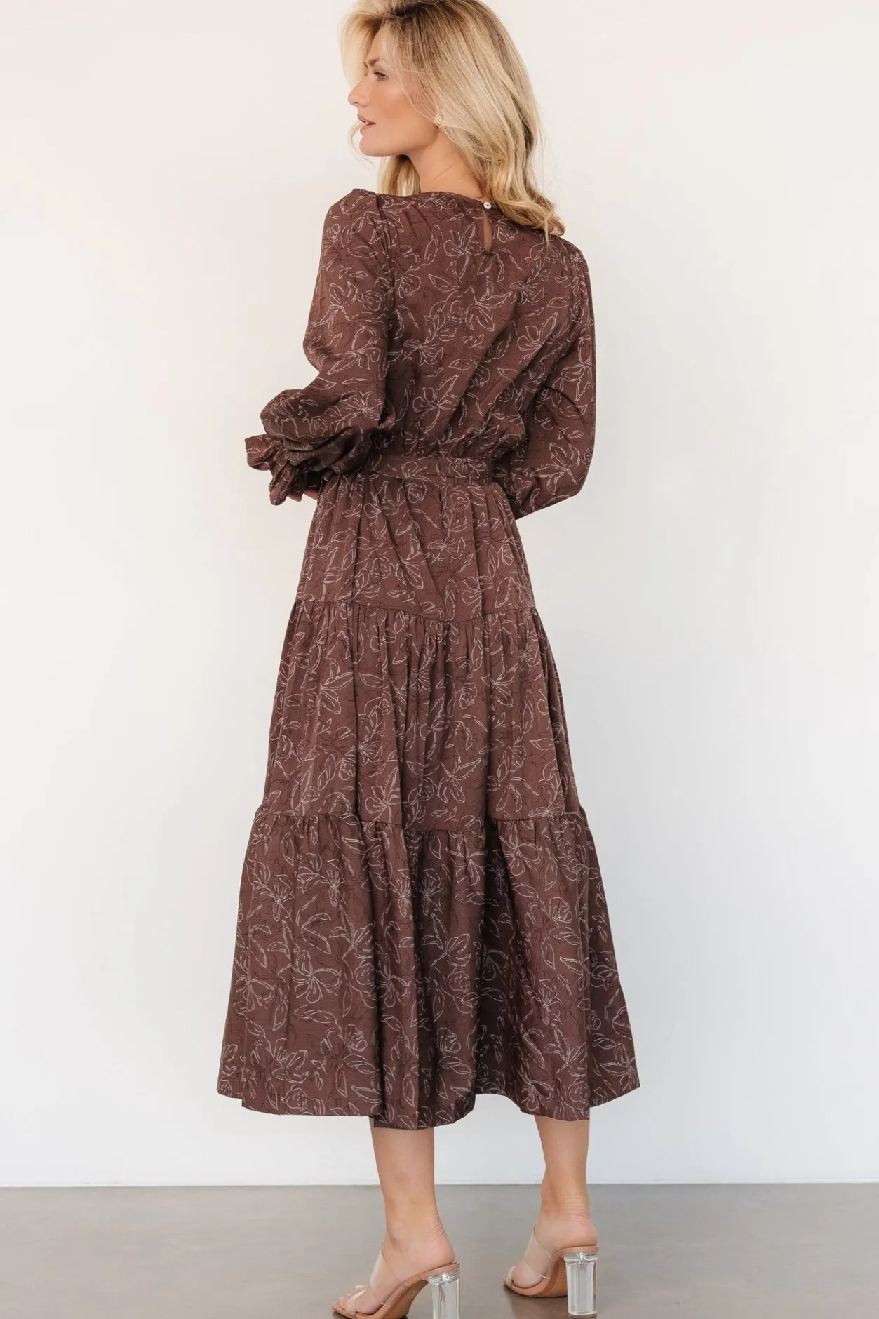 Outlet Baltic Born Ashlyn Long Sleeve Dress | Brown Print BrownPrint