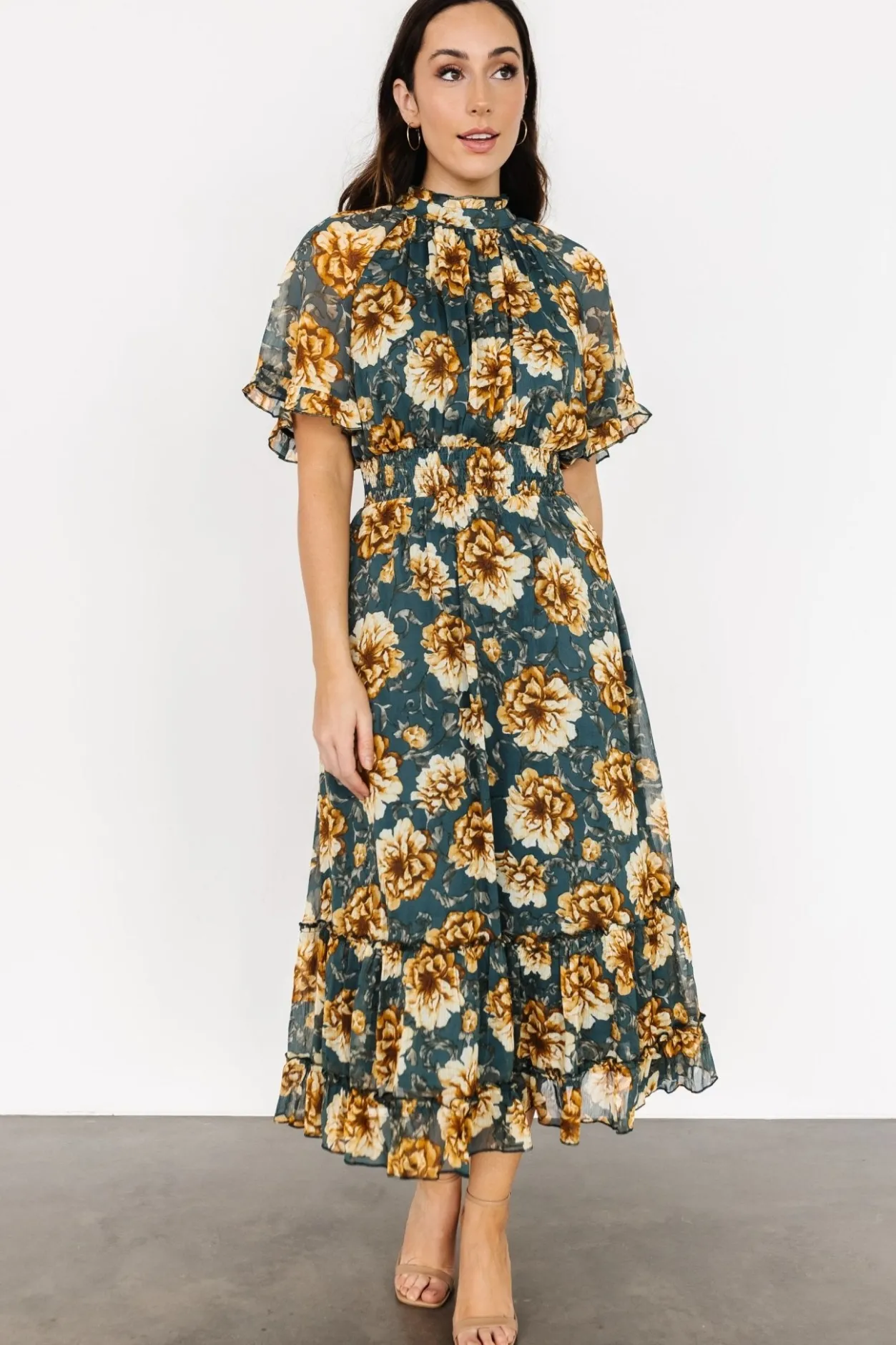 New Baltic Born Ashton Maxi Dress | Topaz + Gold Floral Topaz+GoldFloral