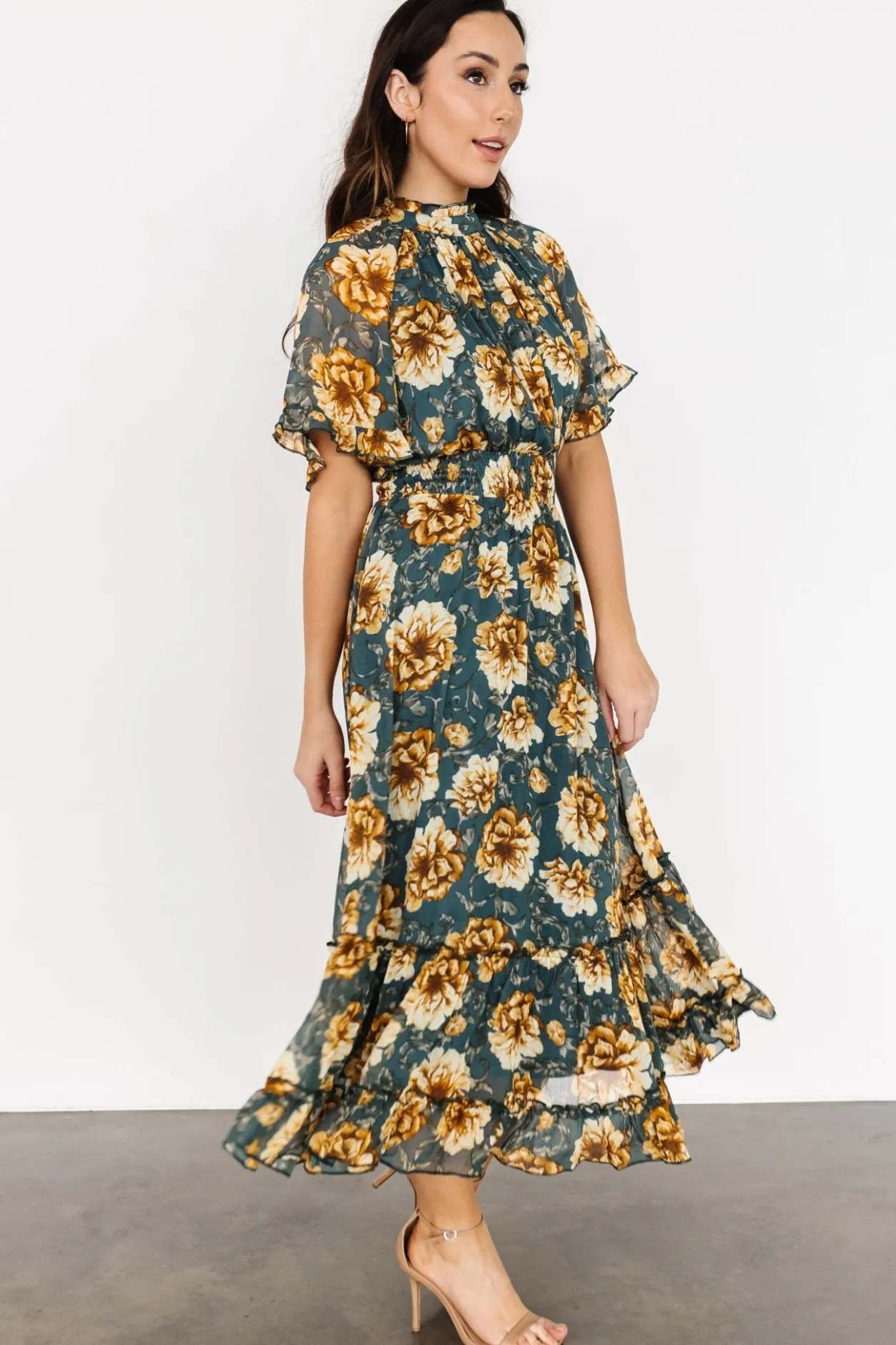 New Baltic Born Ashton Maxi Dress | Topaz + Gold Floral Topaz+GoldFloral