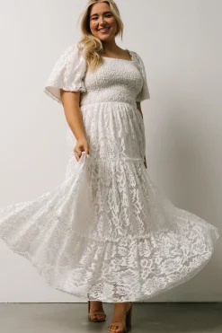 Hot Baltic Born Aspen Smocked Lace Maxi Dress | Off White OffWhite