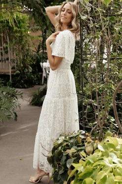 Hot Baltic Born Aspen Smocked Lace Maxi Dress | Off White OffWhite