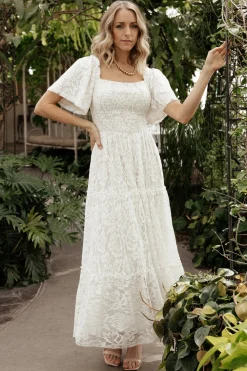 Hot Baltic Born Aspen Smocked Lace Maxi Dress | Off White OffWhite
