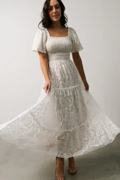 Hot Baltic Born Aspen Smocked Lace Maxi Dress | Off White OffWhite