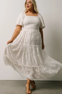 Hot Baltic Born Aspen Smocked Lace Maxi Dress | Off White OffWhite