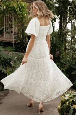 Hot Baltic Born Aspen Smocked Lace Maxi Dress | Off White OffWhite