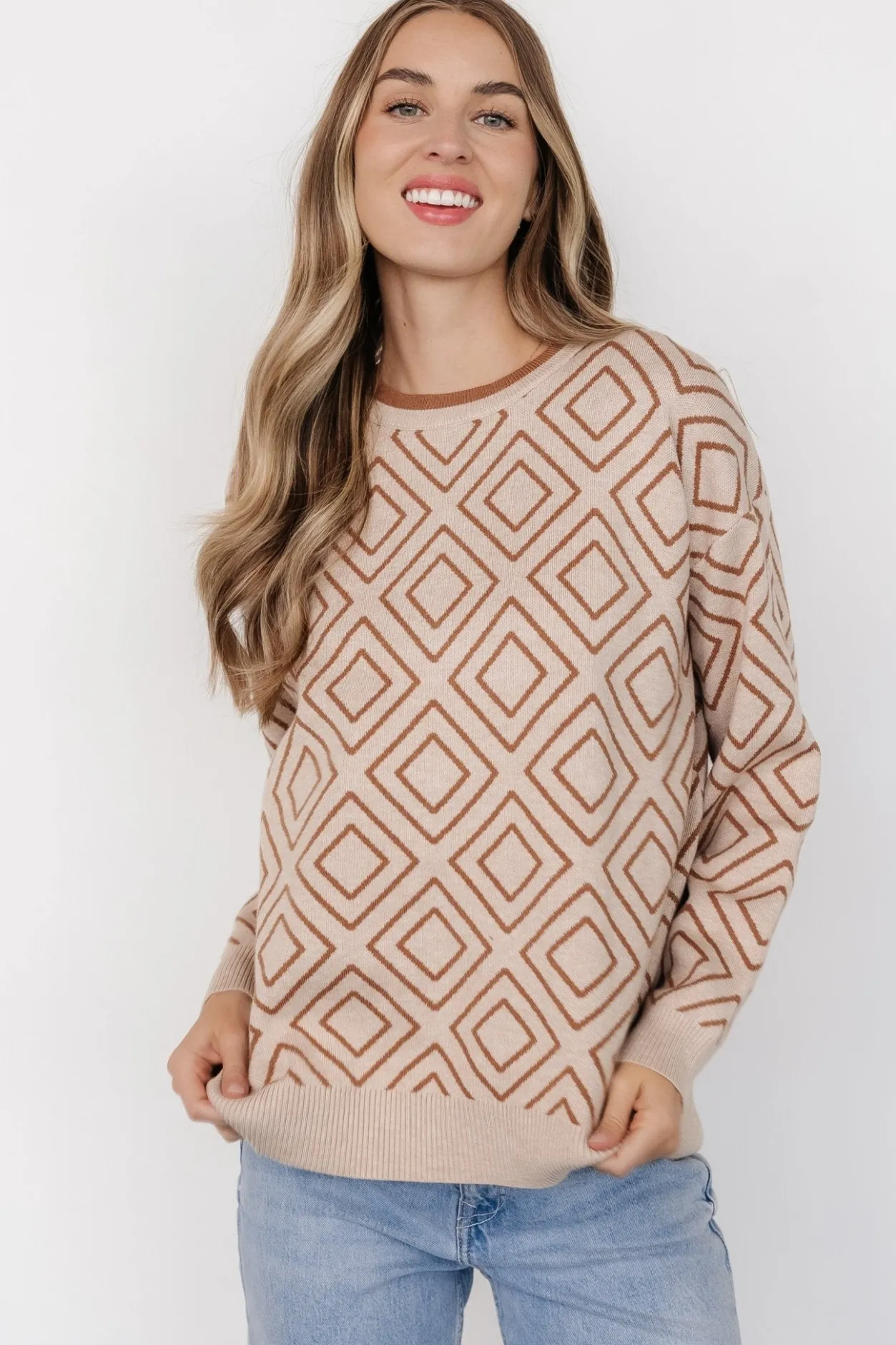 Hot Baltic Born Asther Diamond Sweater | Oatmeal + Camel Oatmeal+Camel