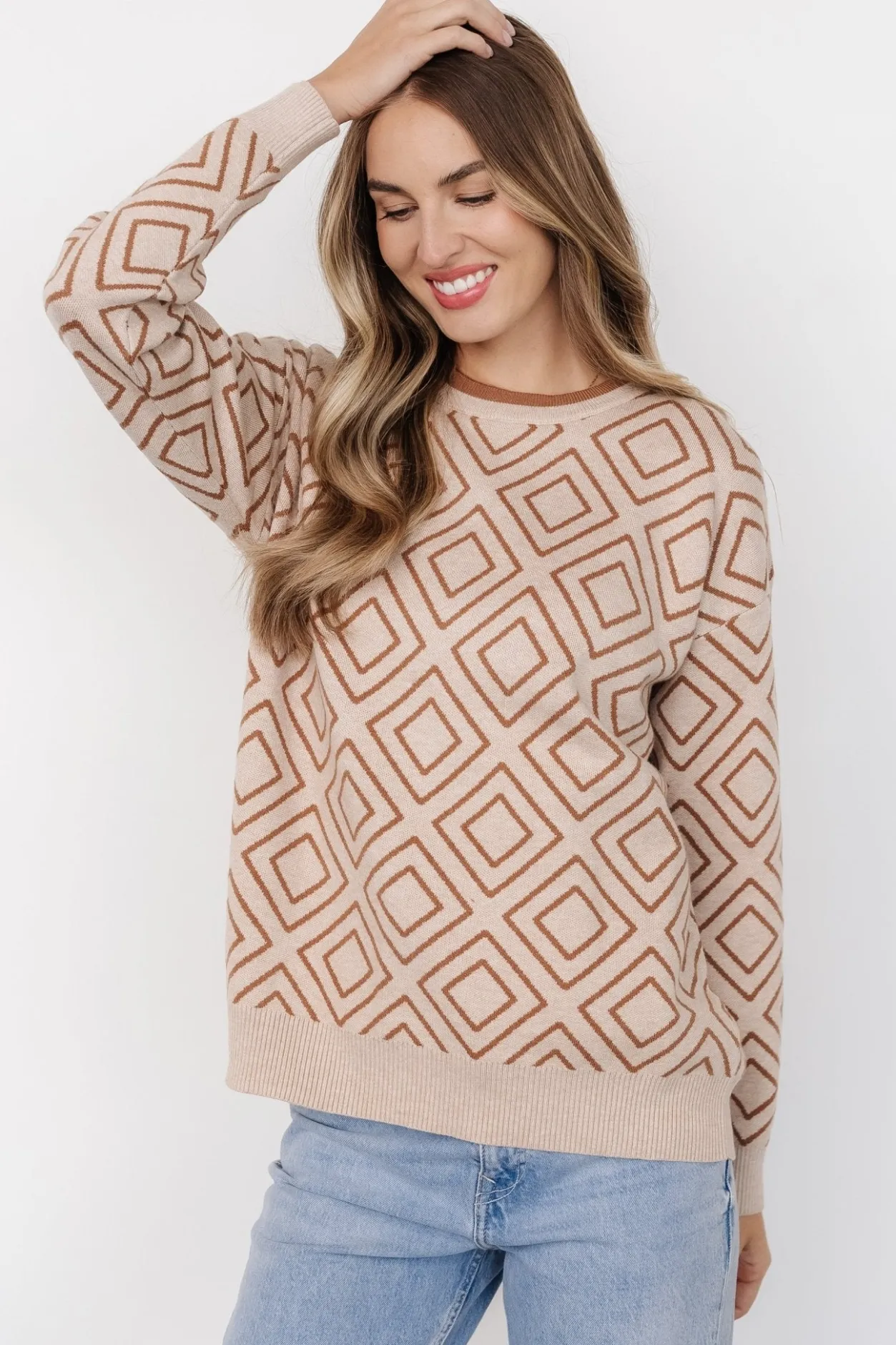 Hot Baltic Born Asther Diamond Sweater | Oatmeal + Camel Oatmeal+Camel