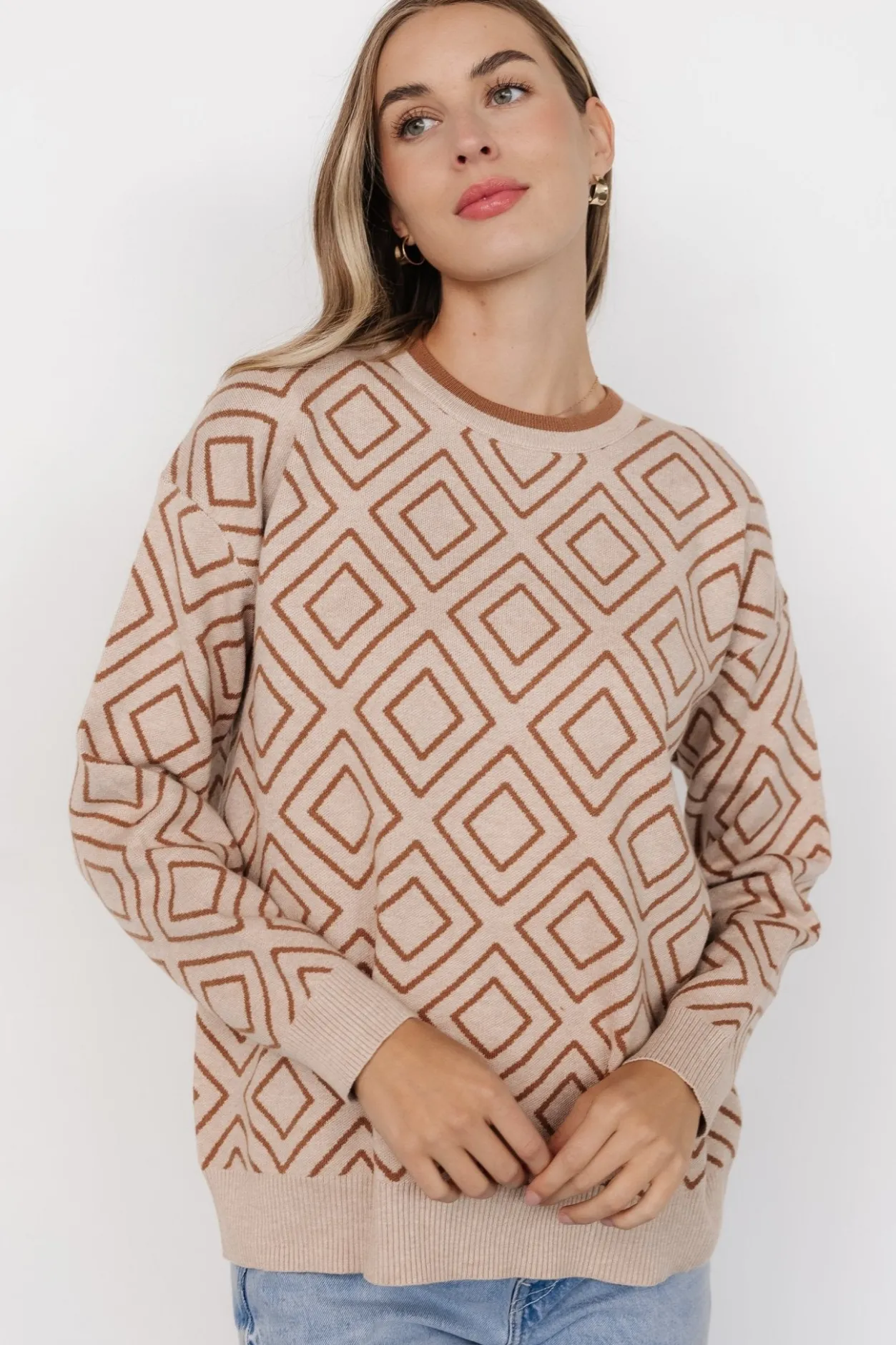 Hot Baltic Born Asther Diamond Sweater | Oatmeal + Camel Oatmeal+Camel