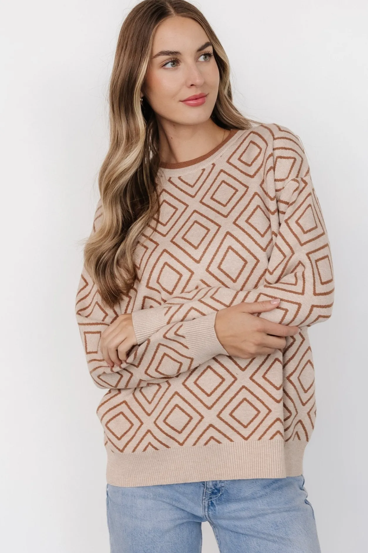 Hot Baltic Born Asther Diamond Sweater | Oatmeal + Camel Oatmeal+Camel