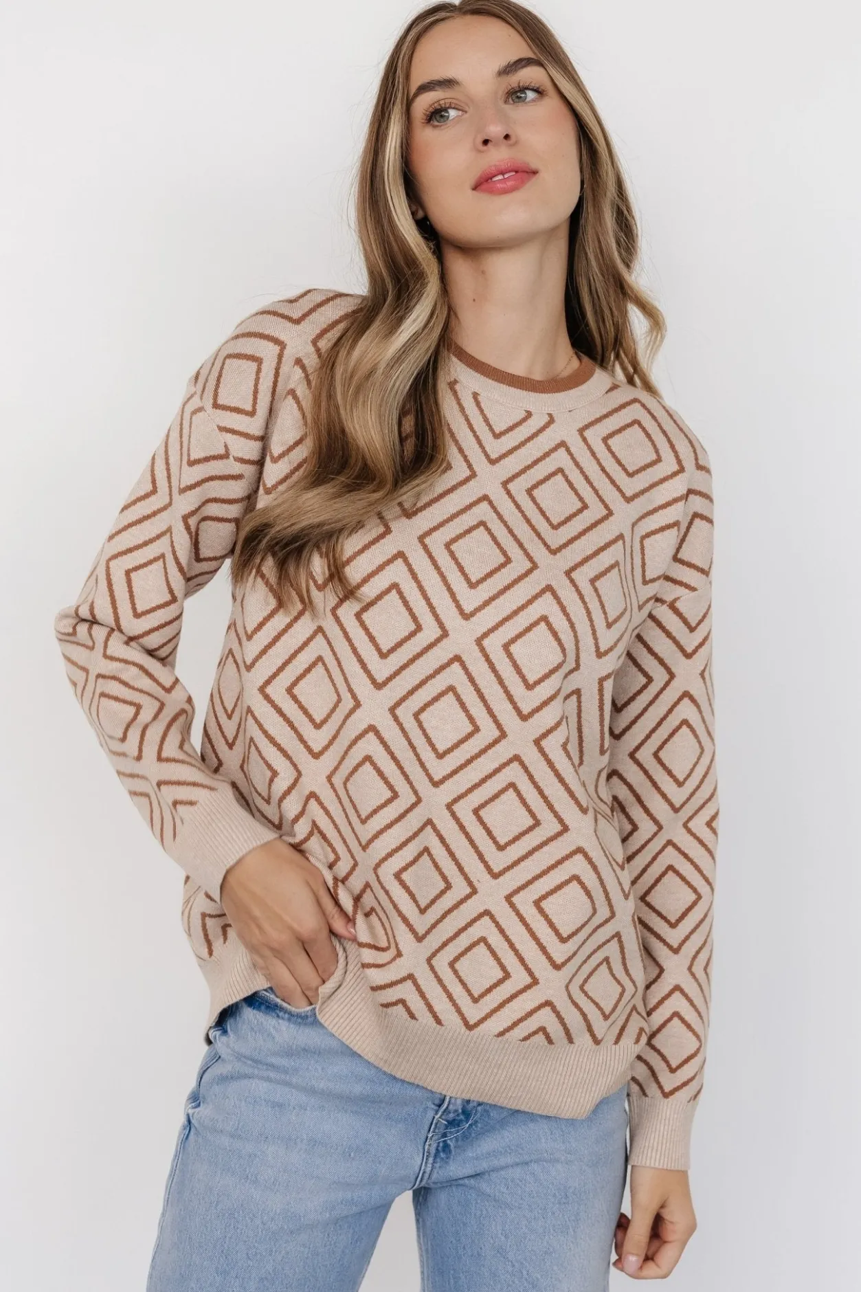 Hot Baltic Born Asther Diamond Sweater | Oatmeal + Camel Oatmeal+Camel