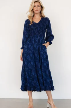 Best Baltic Born Aubrey Smocked Midi Dress | Navy Floral NavyFloral