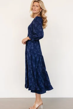 Best Baltic Born Aubrey Smocked Midi Dress | Navy Floral NavyFloral