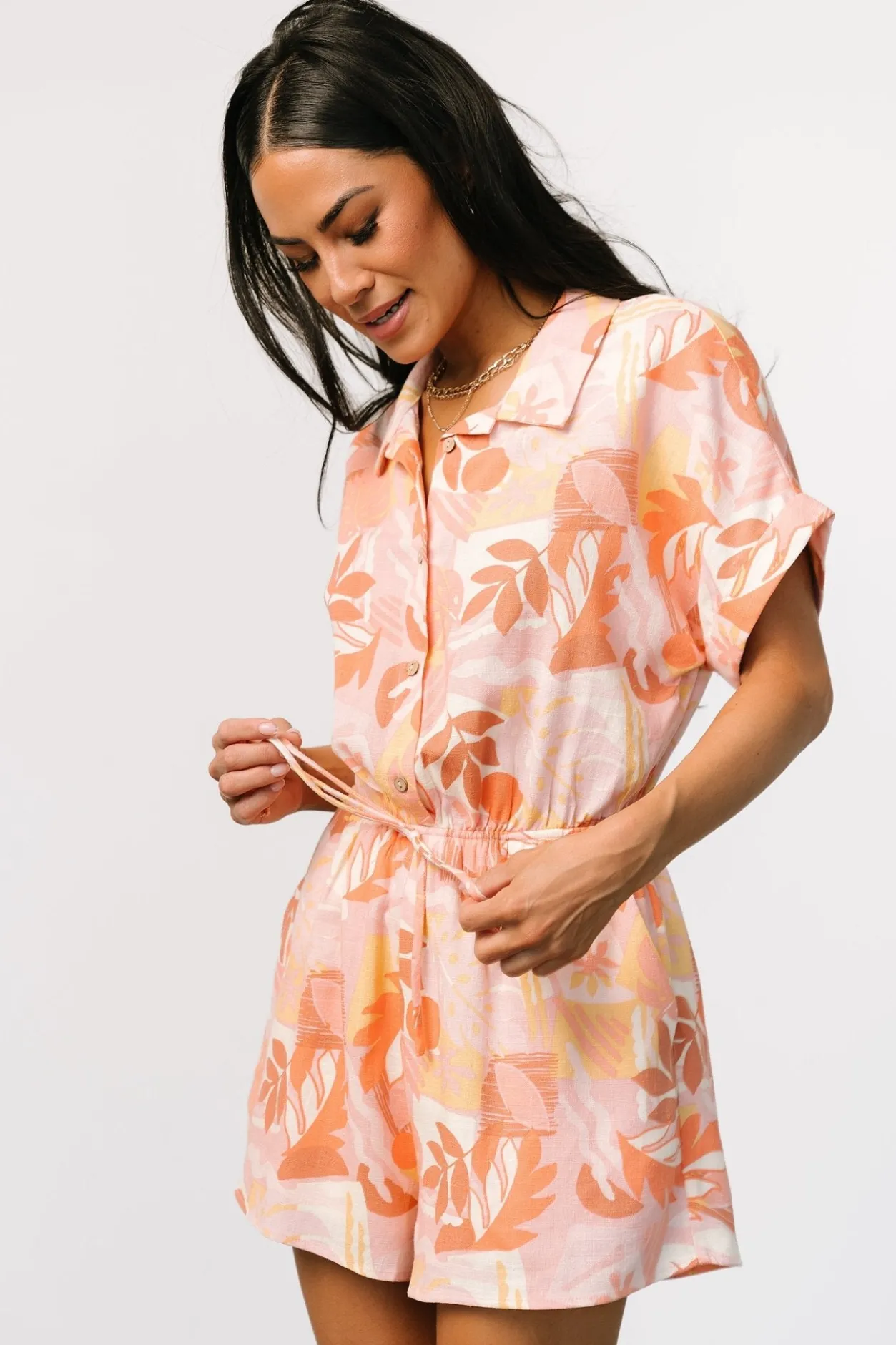 Outlet Baltic Born Audra Romper | Pink Multi Print PinkMultiPrint