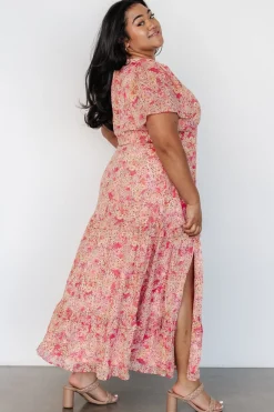 Fashion Baltic Born Audrey Deep V Maxi Dress | Blush Floral BlushFloral
