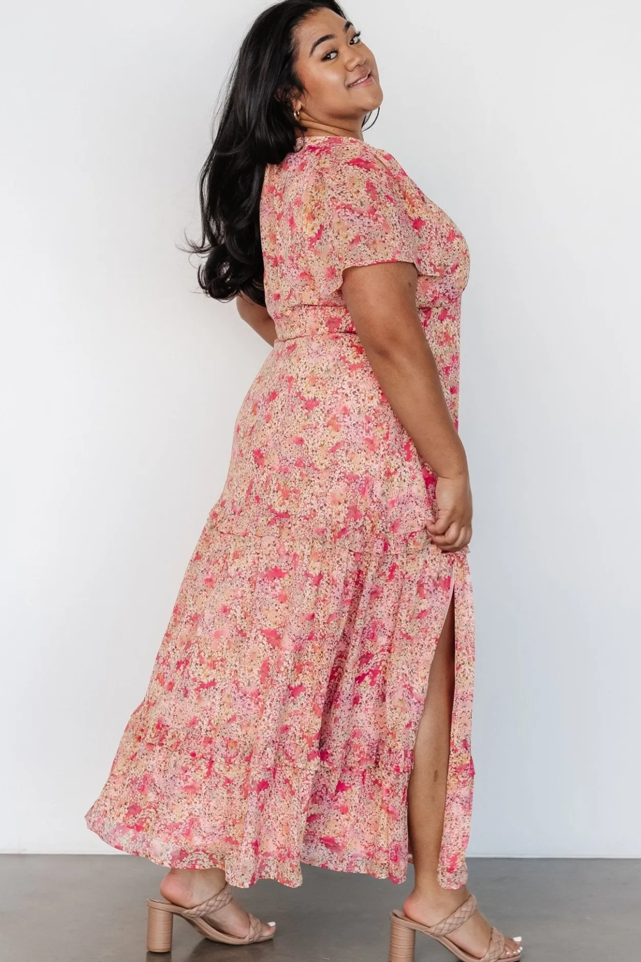 Fashion Baltic Born Audrey Deep V Maxi Dress | Blush Floral BlushFloral