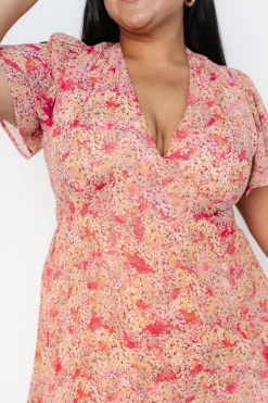 Fashion Baltic Born Audrey Deep V Maxi Dress | Blush Floral BlushFloral