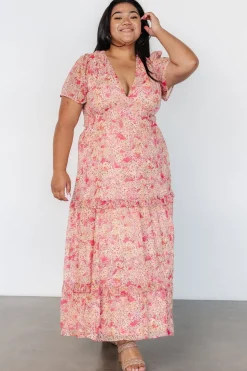 Fashion Baltic Born Audrey Deep V Maxi Dress | Blush Floral BlushFloral