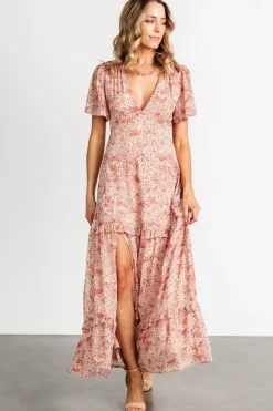 Fashion Baltic Born Audrey Deep V Maxi Dress | Blush Floral BlushFloral