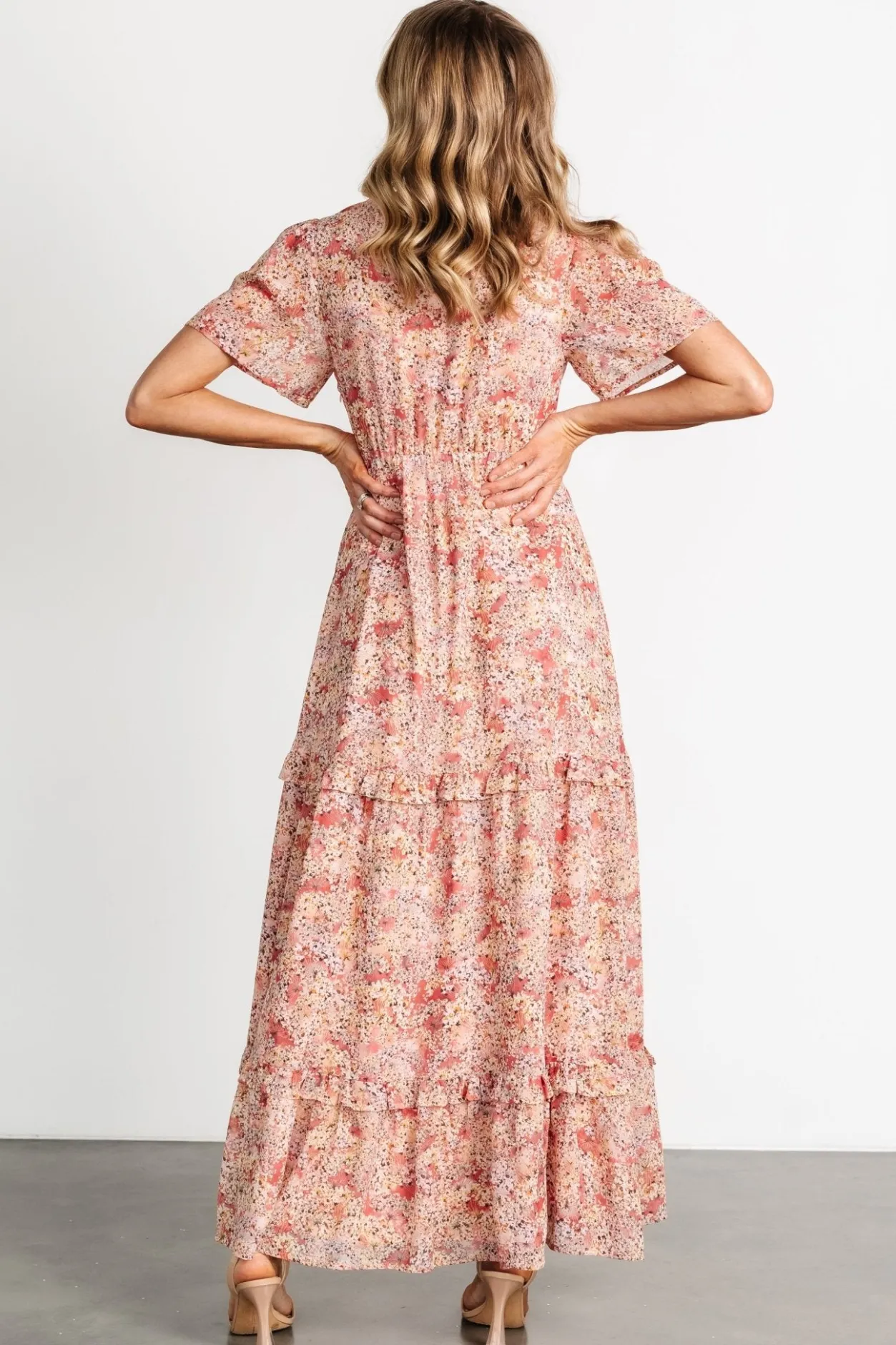Fashion Baltic Born Audrey Deep V Maxi Dress | Blush Floral BlushFloral