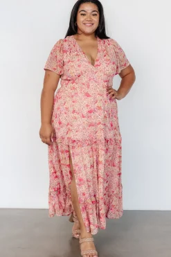 Fashion Baltic Born Audrey Deep V Maxi Dress | Blush Floral BlushFloral