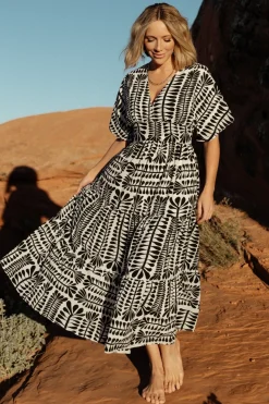 Clearance Baltic Born Austin Kimono Dress | Black Print BlackPrint