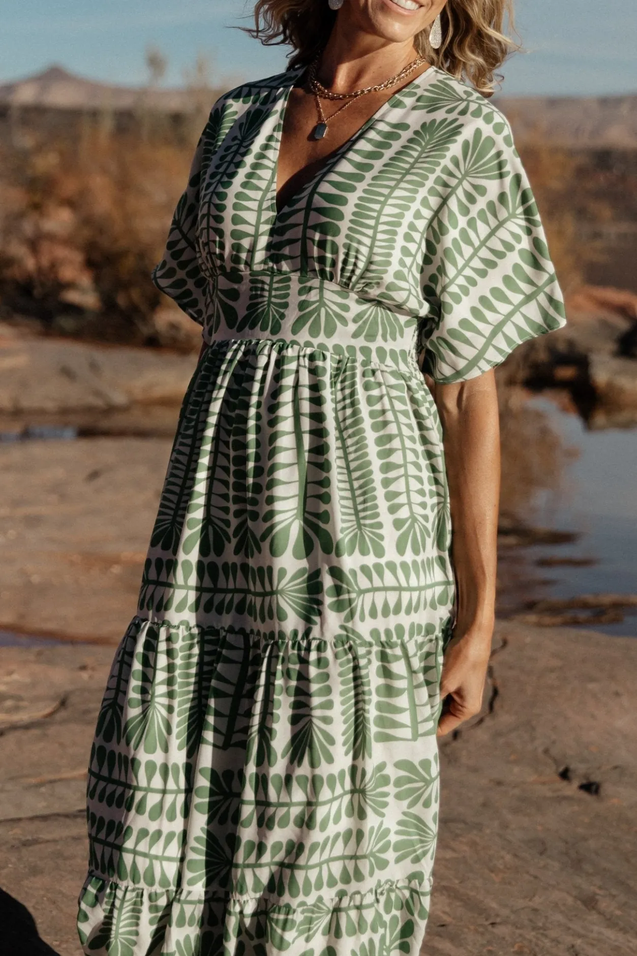 Discount Baltic Born Austin Kimono Dress | Green Print GreenPrint