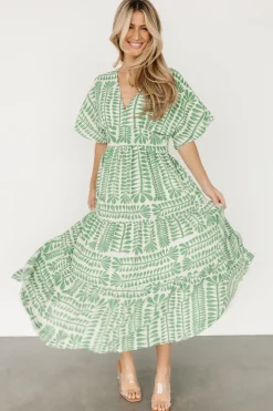 Discount Baltic Born Austin Kimono Dress | Green Print GreenPrint