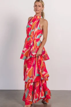 Fashion Baltic Born Autumn Halter Maxi Dress | Fuchsia Multi FuchsiaMulti