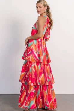 Fashion Baltic Born Autumn Halter Maxi Dress | Fuchsia Multi FuchsiaMulti