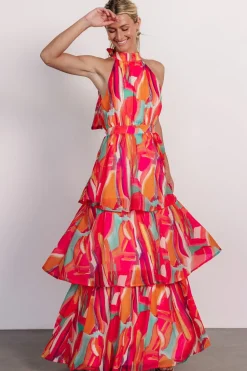 Fashion Baltic Born Autumn Halter Maxi Dress | Fuchsia Multi FuchsiaMulti