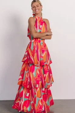 Fashion Baltic Born Autumn Halter Maxi Dress | Fuchsia Multi FuchsiaMulti