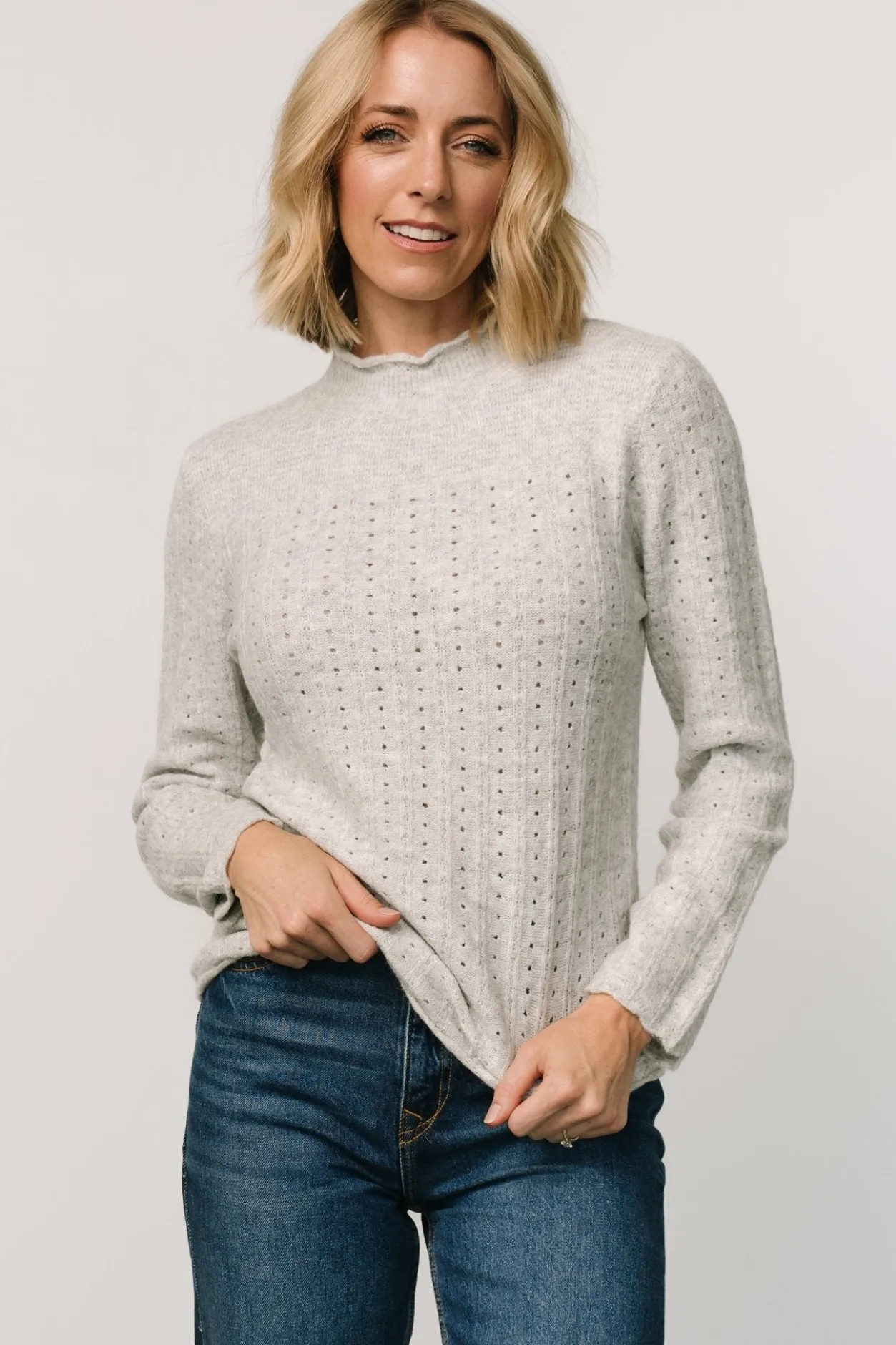 Best Baltic Born Avice Pointelle Sweater | Light Gray LightGray