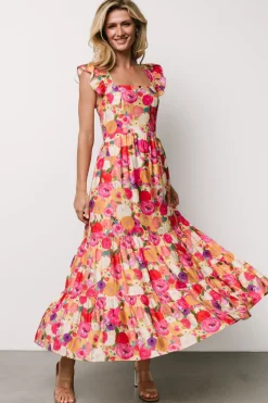 Online Baltic Born Ayla Tiered Maxi Dress | Pink Multi Floral PinkMultiFloral