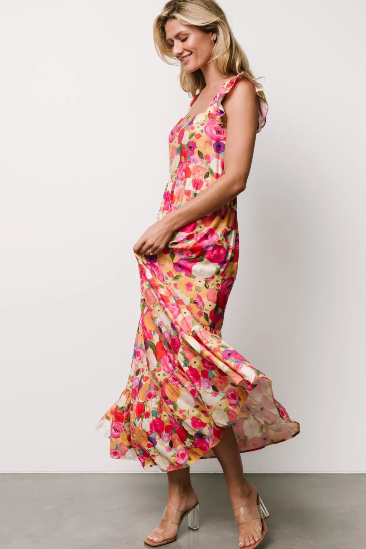 Online Baltic Born Ayla Tiered Maxi Dress | Pink Multi Floral PinkMultiFloral